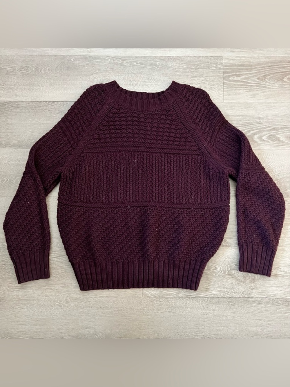 Time and Tru Cable Knit Crewneck Sweater - Plum